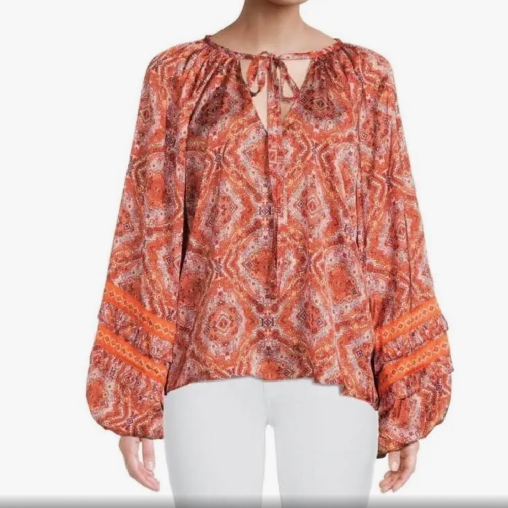 Ramy Brook Printed Daily Top In Zinnia Orange